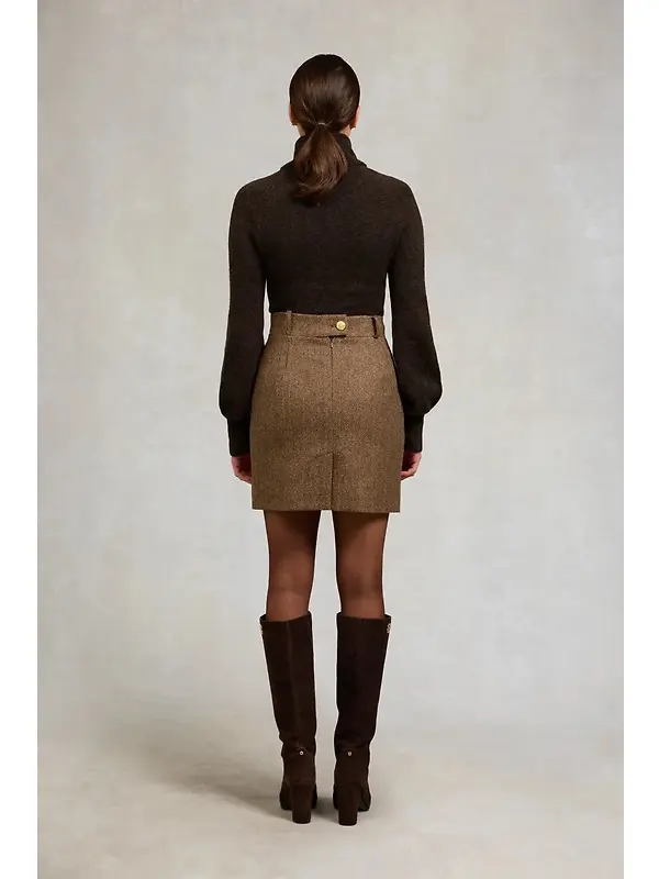 Holland Cooper Women's Regency Skirt - Large Scale Brown Herringbone Image 5