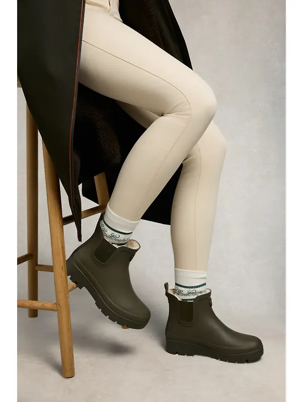 Holland Cooper Women's Sherpa Lined Chunky Chelsea Wellingtons - Khaki Image 2