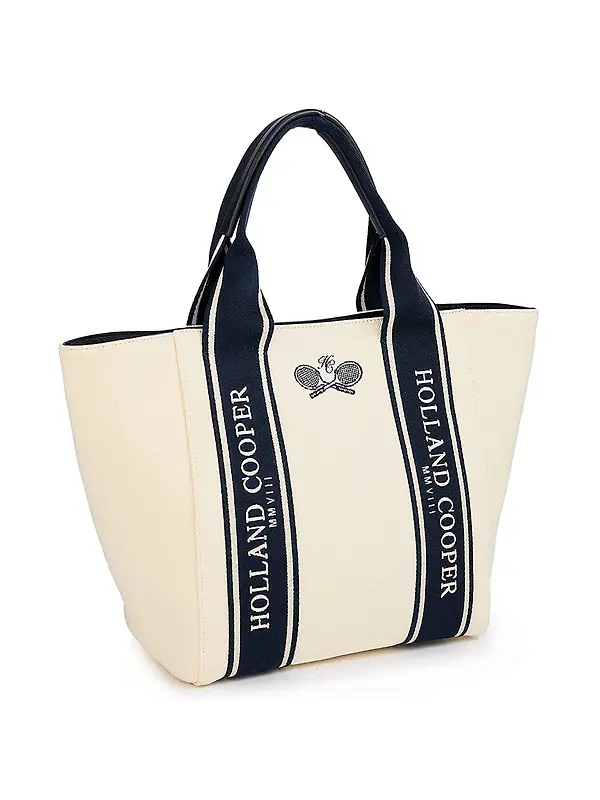 Holland Cooper Women's Racquets Tote - Ecru Navy Image 4