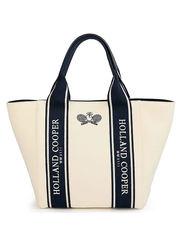 Holland Cooper Women's Racquets Tote - Ecru Navy Image 1