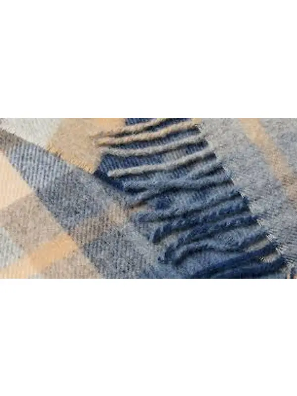 Oliver Sweeney Men's Innerwick Scarf - Padstow Navy/Beige Check Image 2
