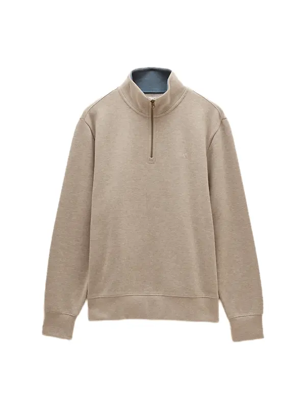 Joules Men's Alistair French Ribbed Quarter Zip Sweatshirt - Oatmeal Image 1