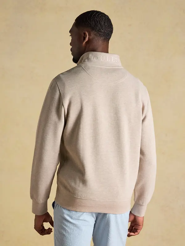 Joules Men's Alistair French Ribbed Quarter Zip Sweatshirt - Oatmeal Image 3