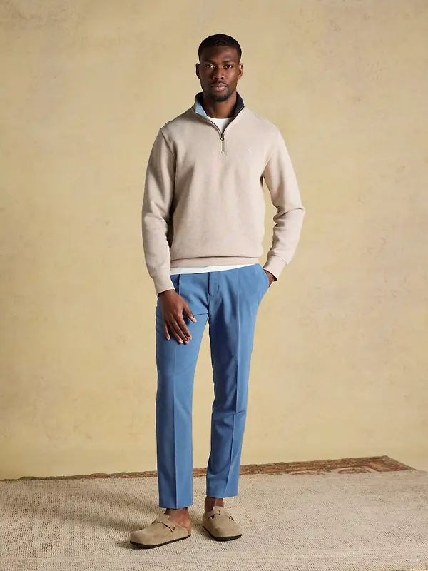 Joules Men's Alistair French Ribbed Quarter Zip Sweatshirt - Oatmeal Image 7
