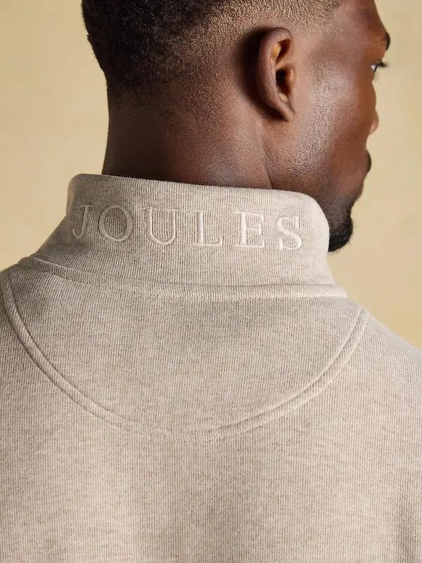 Joules Men's Alistair French Ribbed Quarter Zip Sweatshirt - Oatmeal Image 8