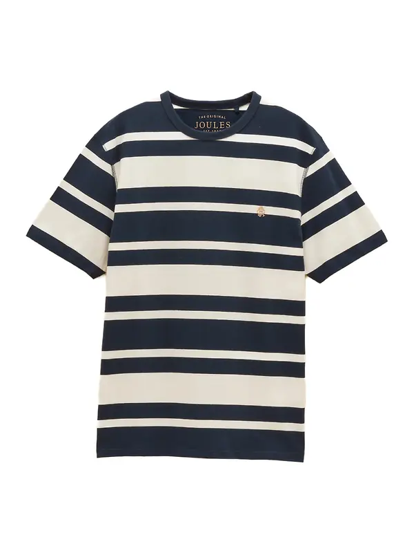 Joules Men's Rugby Club Striped Crew Neck Cotton T-Shirt - Navy / White Image 1