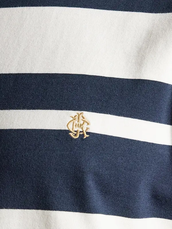 Joules Men's Rugby Club Striped Crew Neck Cotton T-Shirt - Navy / White Image 6