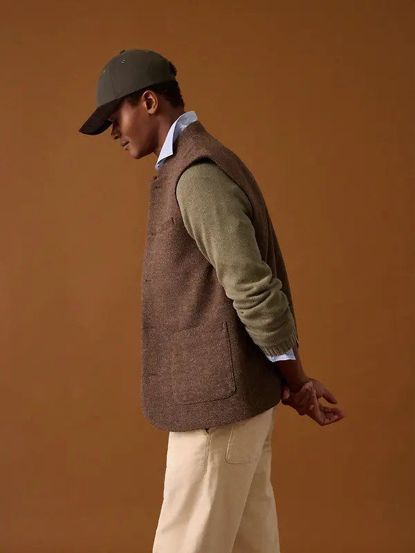 Joules Men's Tweed Gilet - Brown Image 3