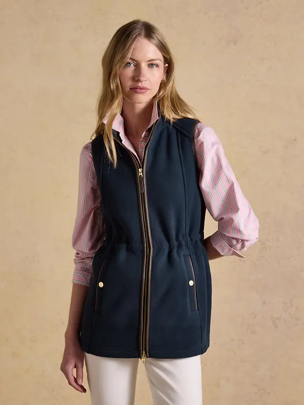 Joules Women's Heritage Longline Fleece Gilet - Navy Blue Image 2
