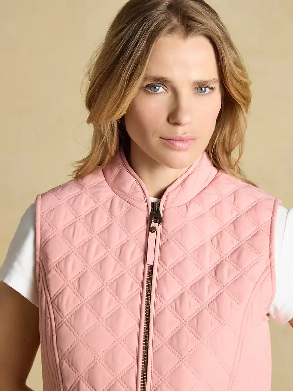 Joules Women's Minx Showerproof Diamond Quilted Gilet - Pink Image 4