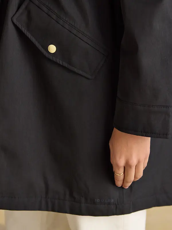 Joules Women's Portwell Cosy Fleece Lined Waterproof Raincoat with Hood - Black Image 7
