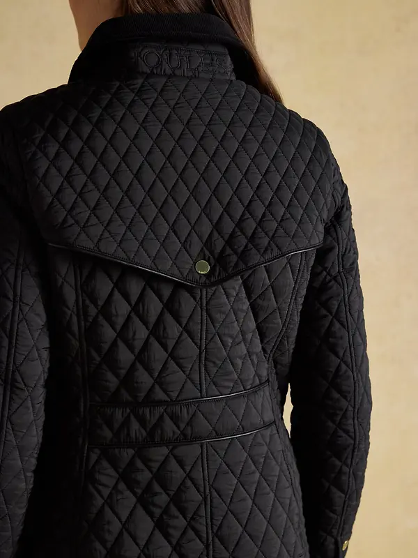 Joules Women's Rosewell Longline Diamond Quilted Showerproof Coat - Black Image 8