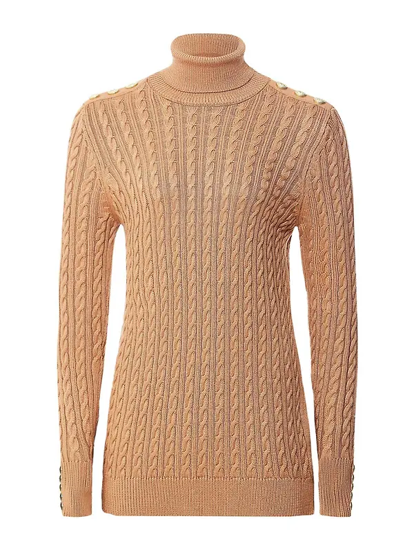 Holland Cooper Women's Seattle Roll Neck Cable Knit - Dark Camel Marl Image 1