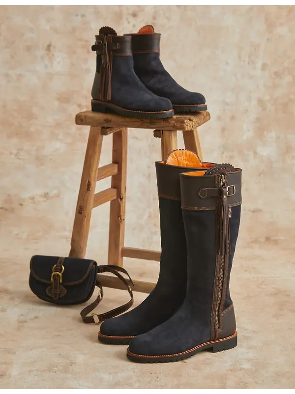 Penelope Chilvers Women's Inclement Long Tassel Boots Generous Fit - Navy/Dark Brown Image 5