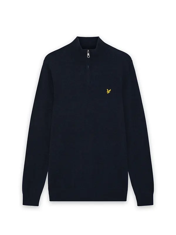 Lyle & Scott Men's Lambswool Blend Quarter Zip Jumper - Dark Navy Marl Image 1