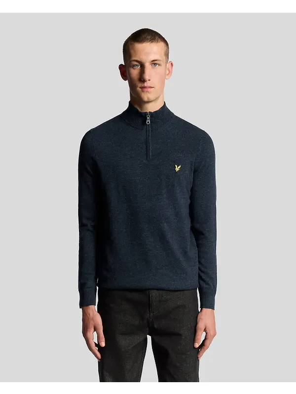 Lyle & Scott Men's Lambswool Blend Quarter Zip Jumper - Dark Navy Marl Image 2