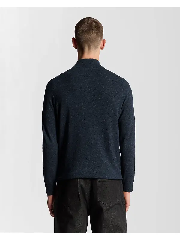 Lyle & Scott Men's Lambswool Blend Quarter Zip Jumper - Dark Navy Marl Image 4