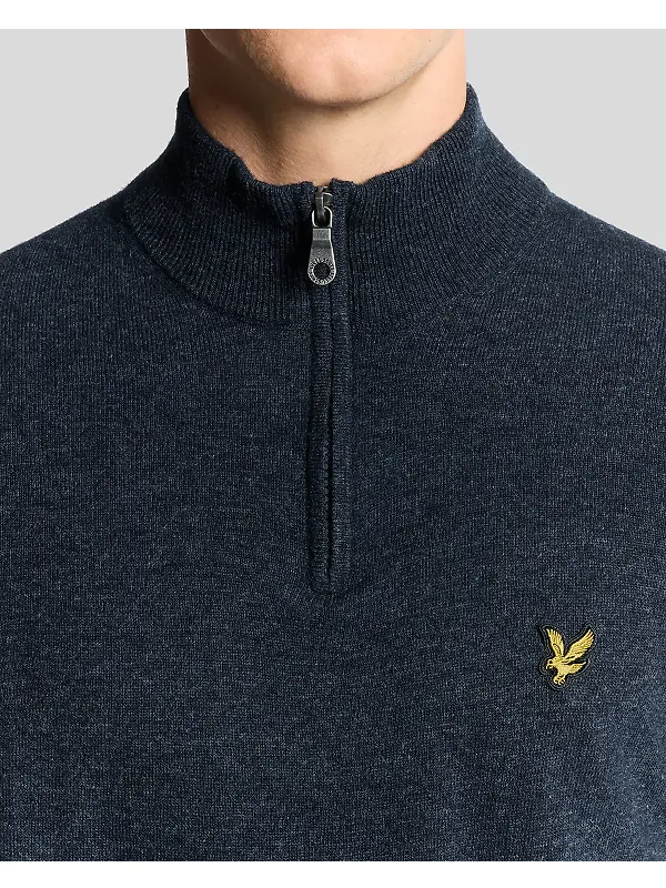 Lyle & Scott Men's Lambswool Blend Quarter Zip Jumper - Dark Navy Marl Image 5