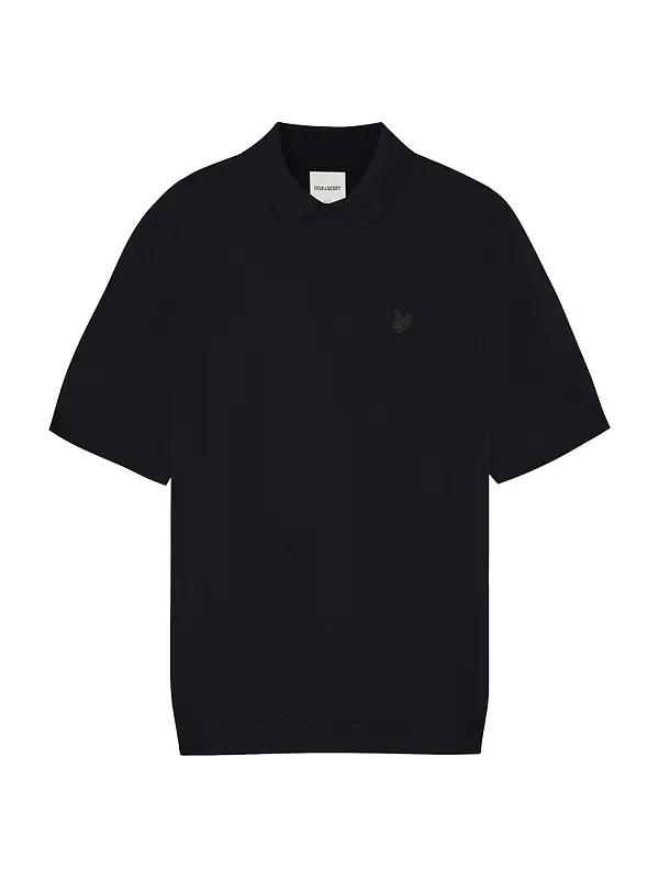 Lyle & Scott Men's Merino Short Sleeve Collared Crew Neck Jumper - Lacquer Product Image