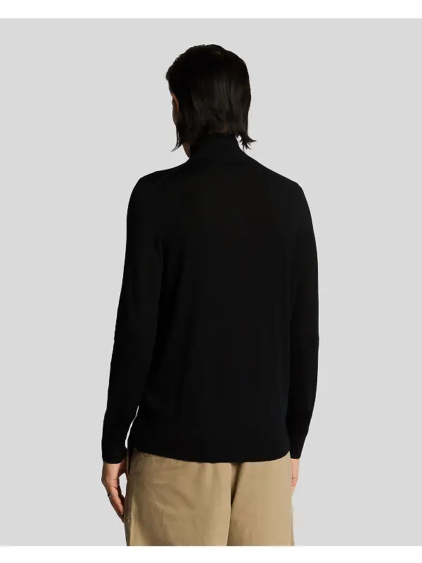 Lyle & Scott Men's Tonal Eagle Merino Quarter Zip Jumper - Jet Black Image 4