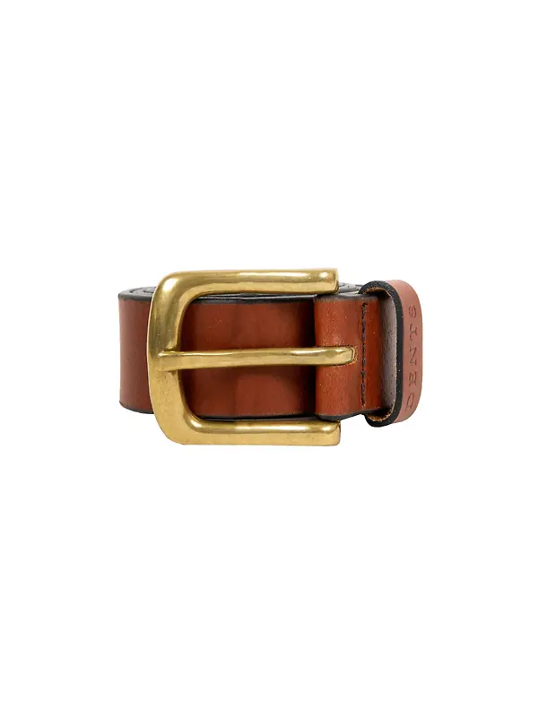 Dents Men’s Heritage Lined Full-Grain Leather Belt with Antique Brass Buckle - Tan Image 2