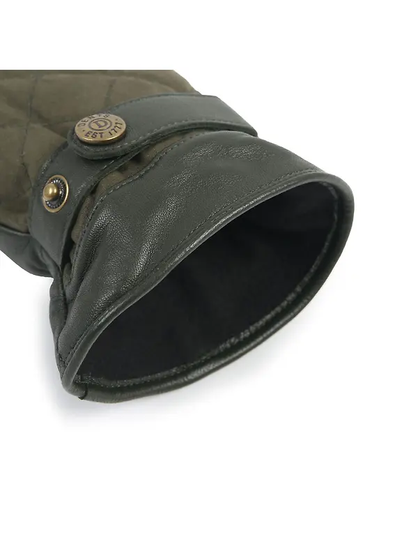 Dents Men's Bruton Touchscreen Water-Resistant Fleece-Lined Leather Gloves - Olive Image 11