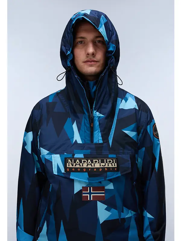 Napapijri Men's Rainforest Next All Over Print Anorak Jacket - Blue Image 2