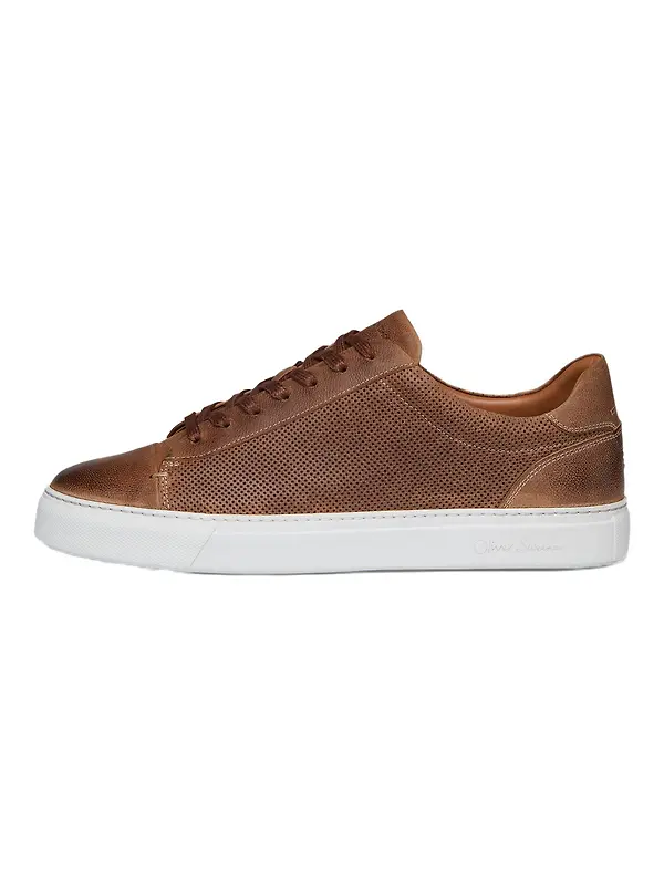 Oliver Sweeney Men's Almada Perforated Calf Leather Cupsole Trainers - Tan Image 1