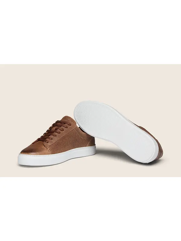 Oliver Sweeney Men's Almada Perforated Calf Leather Cupsole Trainers - Tan Image 4