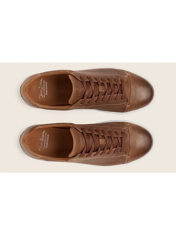 Oliver Sweeney Men's Almada Perforated Calf Leather Cupsole Trainers - Tan Image 6