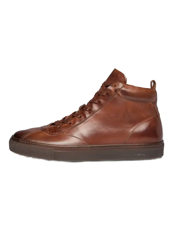 Oliver Sweeney Men's Defeza Hand-Finished Calf Leather Retro Trainers - Dark Tan Image 1