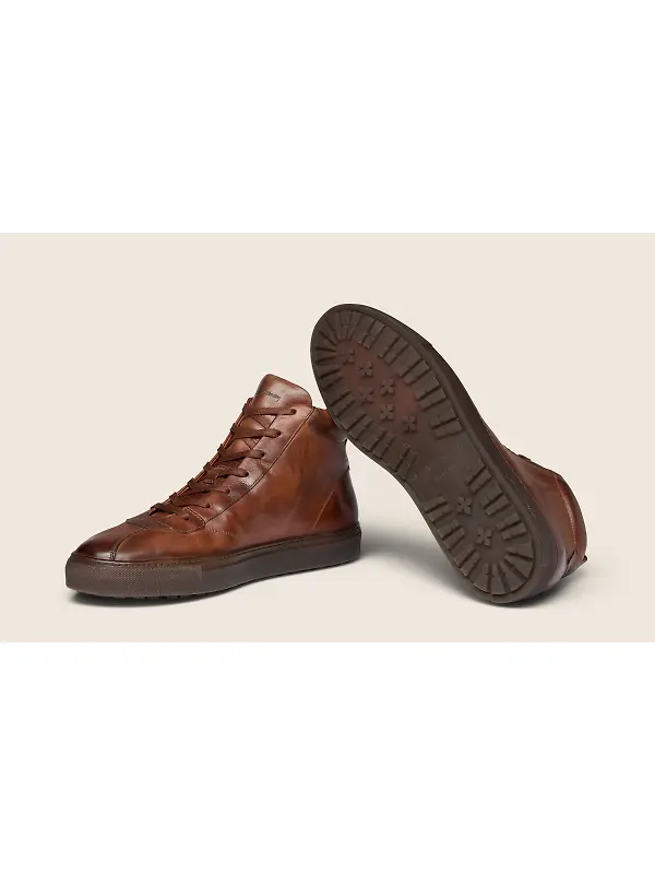 Oliver Sweeney Men's Defeza Hand-Finished Calf Leather Retro Trainers - Dark Tan Image 3