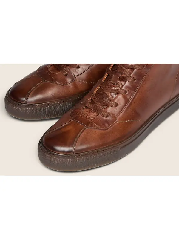 Oliver Sweeney Men's Defeza Hand-Finished Calf Leather Retro Trainers - Dark Tan Image 5