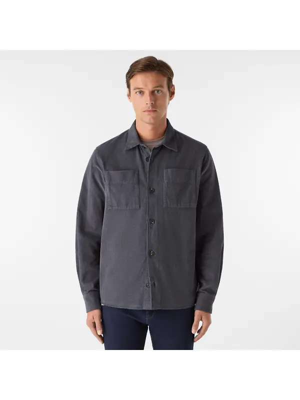 Oliver Sweeney Men's Lagos Garment Dyed Textured Cotton Overshirt - Slate Waffle Image 2