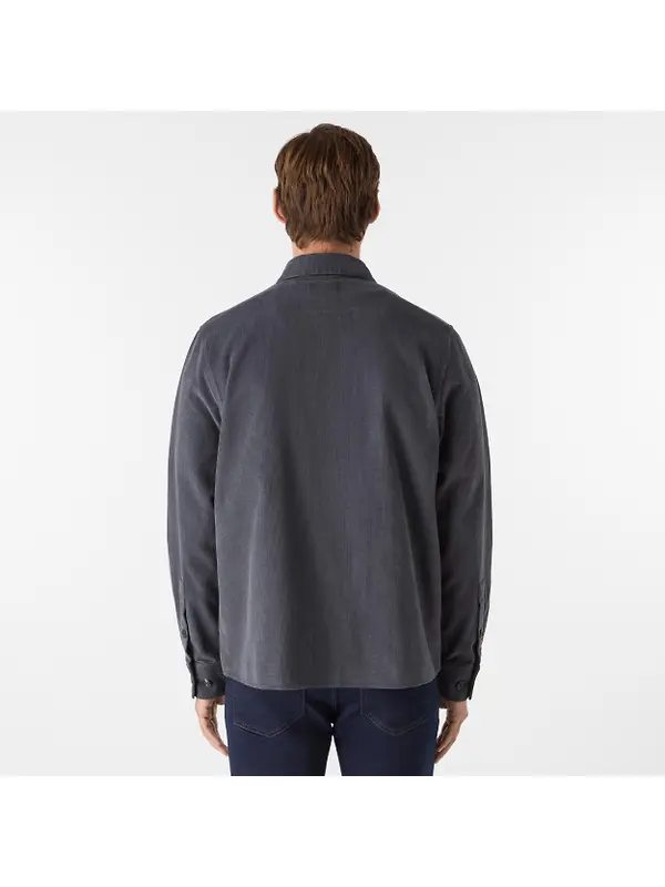 Oliver Sweeney Men's Lagos Garment Dyed Textured Cotton Overshirt - Slate Waffle Image 4