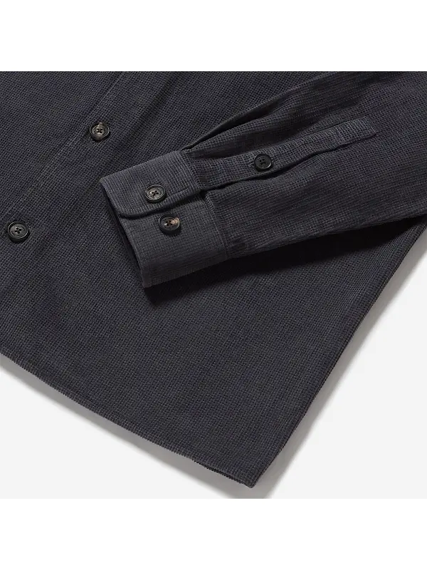 Oliver Sweeney Men's Lagos Garment Dyed Textured Cotton Overshirt - Slate Waffle Image 6