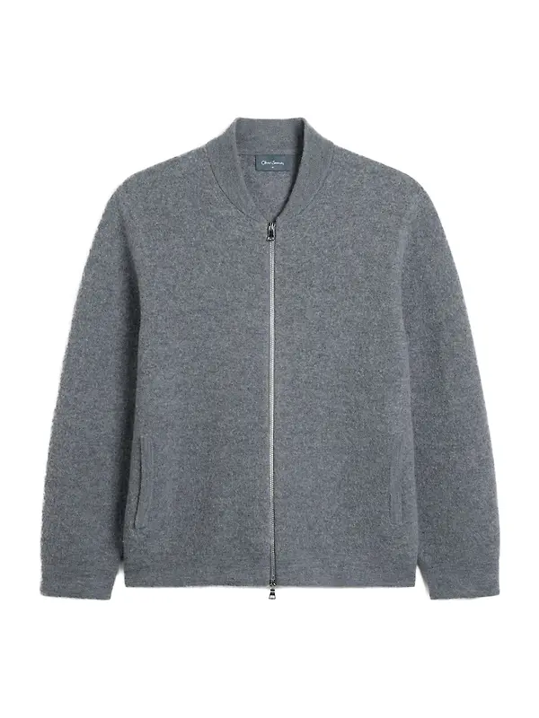 Oliver Sweeney Men's Lanark Boiled Merino Wool Bomber Jacket - Grey Image 1