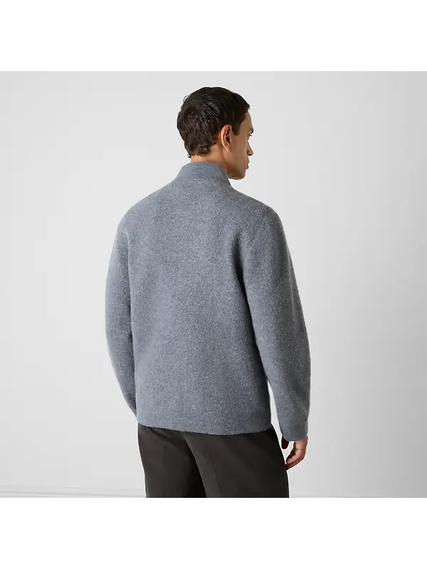 Oliver Sweeney Men's Lanark Boiled Merino Wool Bomber Jacket - Grey Image 4