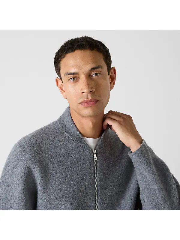 Oliver Sweeney Men's Lanark Boiled Merino Wool Bomber Jacket - Grey Image 5