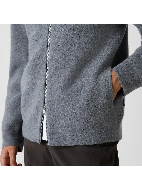 Oliver Sweeney Men's Lanark Boiled Merino Wool Bomber Jacket - Grey Image 6