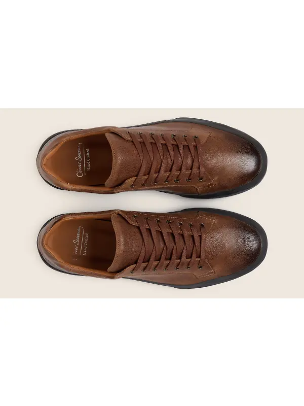Oliver Sweeney Men's Piodao Grained Calf Leather Cupsole Trainers - Tan Image 6