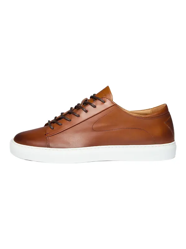 Oliver Sweeney Men's Sirolo Hand-Antiqued Leather Lightweight Trainers - Dark Tan Image 1