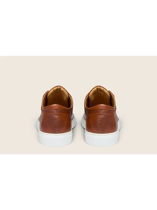 Oliver Sweeney Men's Sirolo Hand-Antiqued Leather Lightweight Trainers - Dark Tan Image 4