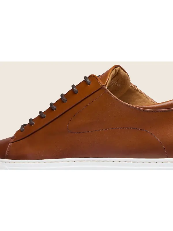 Oliver Sweeney Men's Sirolo Hand-Antiqued Leather Lightweight Trainers - Dark Tan Image 5