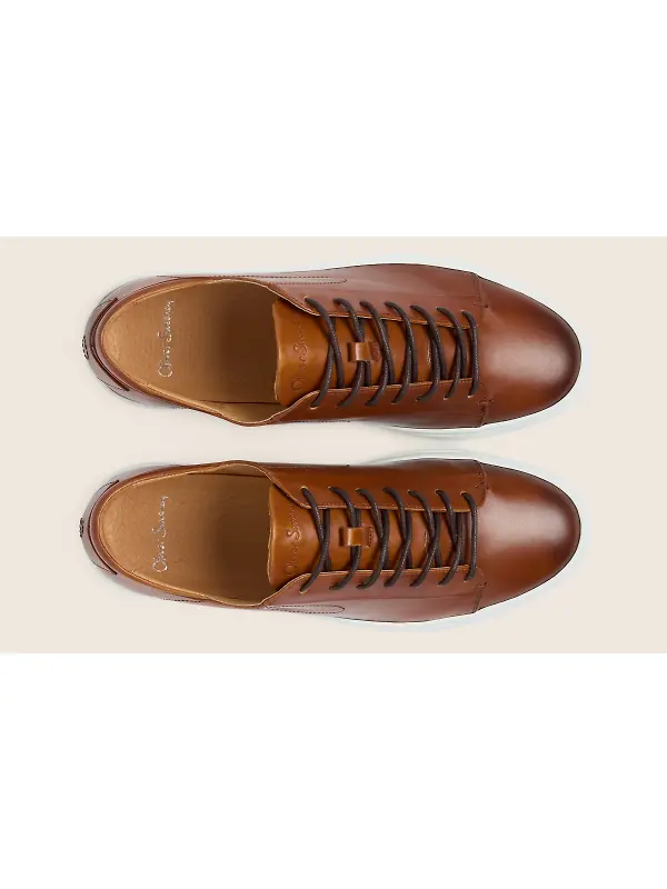 Oliver Sweeney Men's Sirolo Hand-Antiqued Leather Lightweight Trainers - Dark Tan Image 6