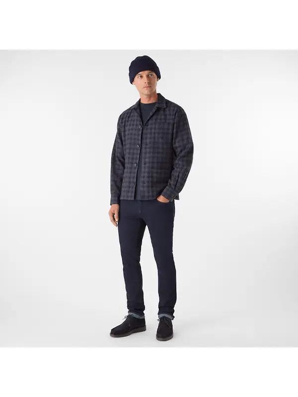 Oliver Sweeney Men's Tramore Brushed Cotton Check Overshirt - Navy Check Image 3