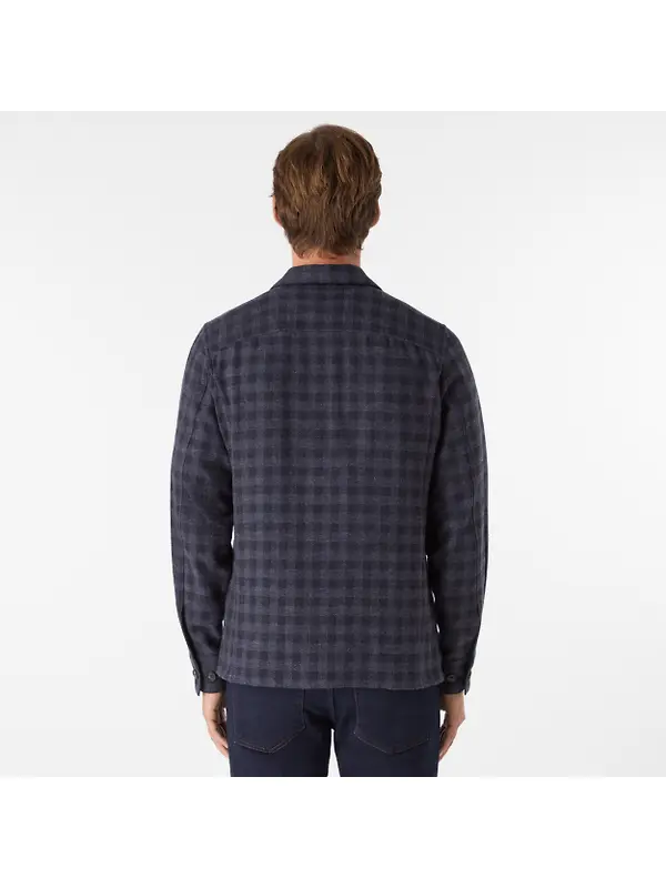Oliver Sweeney Men's Tramore Brushed Cotton Check Overshirt - Navy Check Image 4