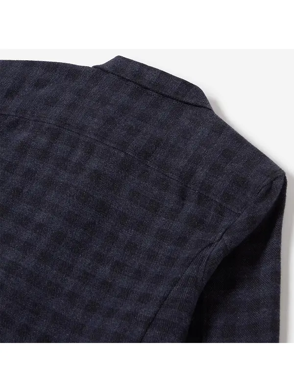 Oliver Sweeney Men's Tramore Brushed Cotton Check Overshirt - Navy Check Image 7
