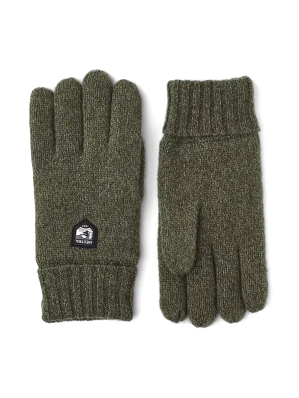 Hestra Basic Wool Knitted Gloves - Olive Image 1