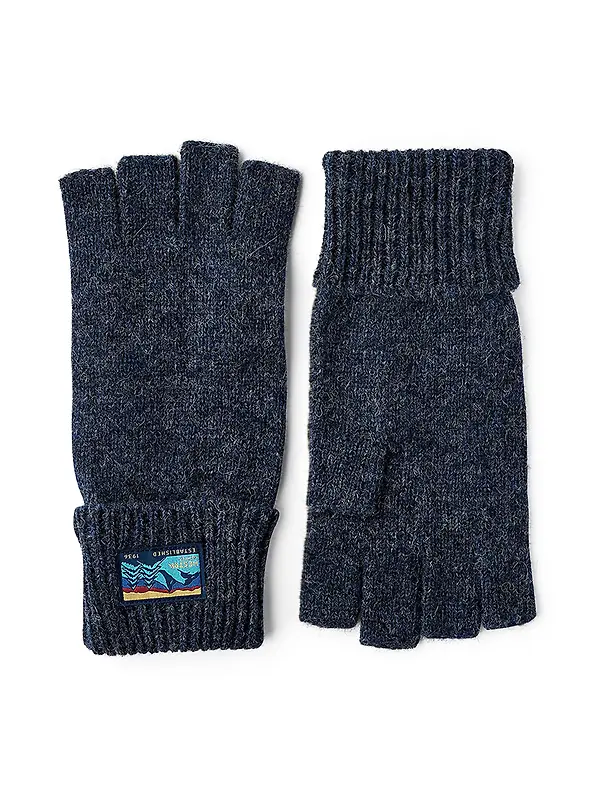 Hestra Raggwool Half Finger Knitted Gloves - Navy Image 1